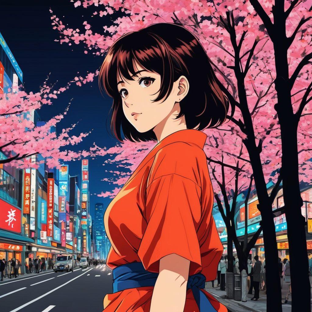 A mesmerizing collage showcasing the evolution of hentai, featuring classic manga pages transitioning into vibrant anime scenes. Incorporate iconic characters in various styles, from retro to contemporary, with a backdrop of Japan's vibrant cityscape. Emphasize the contrast between traditional hand-drawn art and modern digital animation techniques. Include subtle elements like cherry blossoms and neon lights to enhance the cultural context. vibrant colors. vector art. seamless blend.