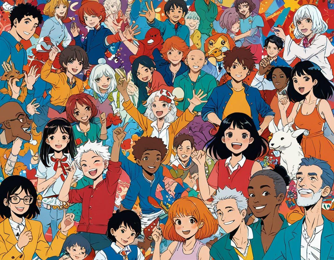 An artistic collage featuring diverse characters in various scenarios, blending humor and adult themes. Elements of manga-style graphics, vibrant colors, and playful expressions create an engaging scene. Include subtle nods to adult content with playful props, and infuse a sense of exploration and discovery. The background should be an abstract representation of a comic book world. vibrant colors. manga style. playful and whimsical.